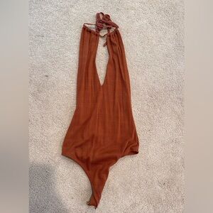 Rust Orange Halter bodysuit